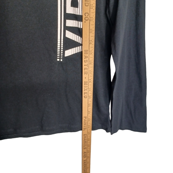 NK;AK "Good Vibe" White Spellout Long Sleeve Black Top X-Large NWT - Picture 5 of 7